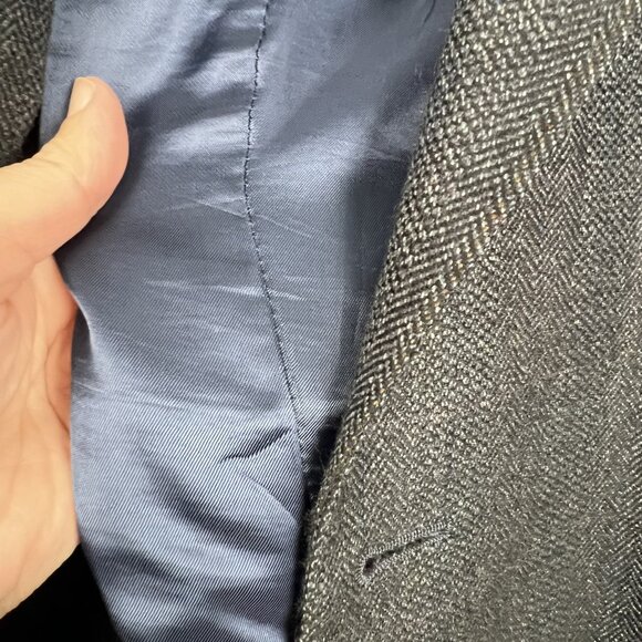 Lauren Ralph Lauren lambs wool blue chevron single-breasted blazer suit jacket - Picture 6 of 13